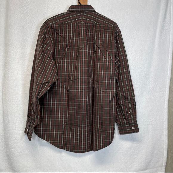 Lands End Brown & Red Striped Long Sleeve Button Down Shirt Size 17-35 - Picture 4 of 8